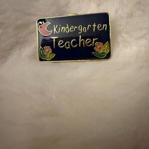 Kindergarten Teacher Enamel Pin - Dark Blue or Black and Gold tone